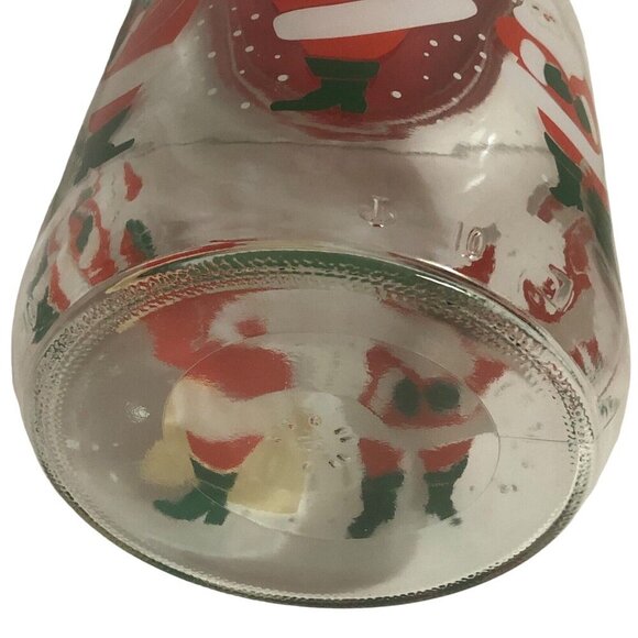 Vtg ANCHOR HOCKING 96oz Santa Glass Christmas/Xmas Red Plastic Lid Storage Jar - Picture 5 of 7